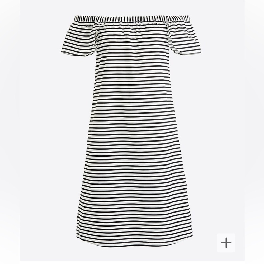 J.Crew Factory Off The Shoulder Striped Mini Dress Size  XS Black/White Casual